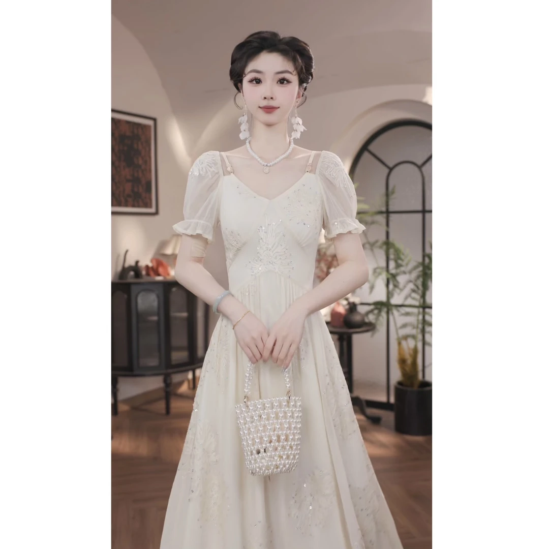 【薇宝儿-婷婷】-香映绣球-设计款法式气质显瘦收腰连衣裙-54167K