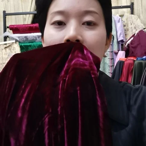 蚕丝2米宽幅真丝丝绒酒红