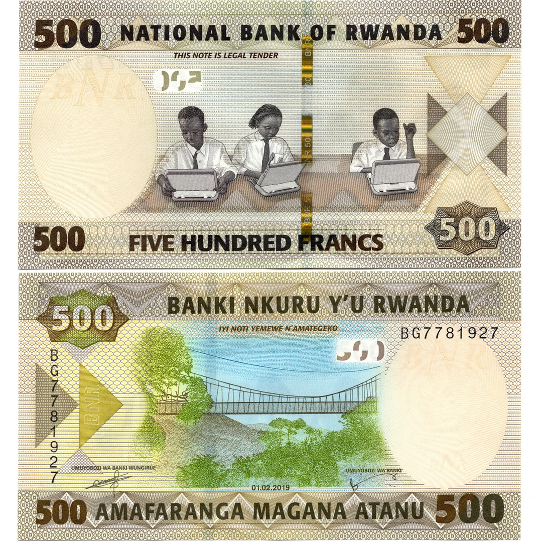 卢旺达500法郎2019年全新UNC纸币老纸钞外国钱币收藏