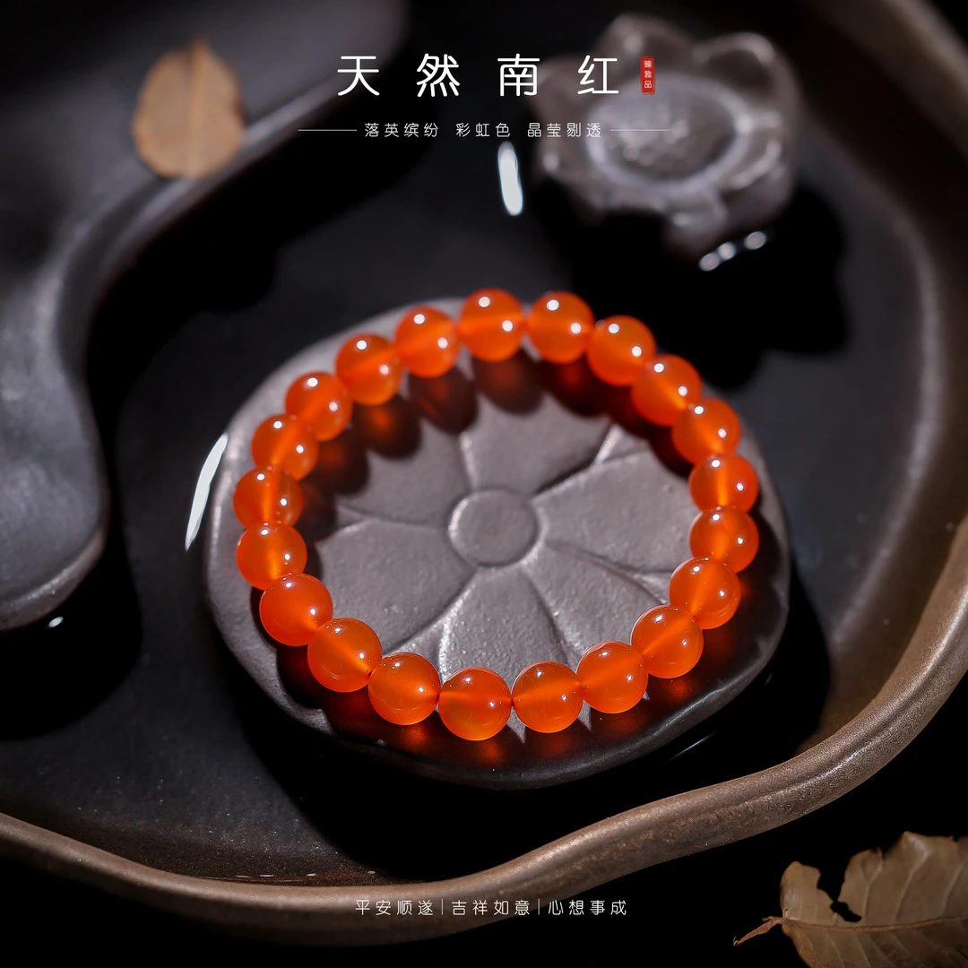 【李哥推荐】今日新款！冰红南红手链！冰胶感十足！！9m左右