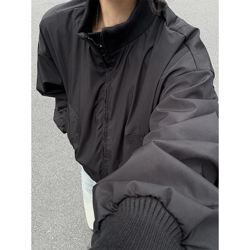 黑色cleanfit短款工装夹克男款秋季三防立领棒球服美式飞行员外套