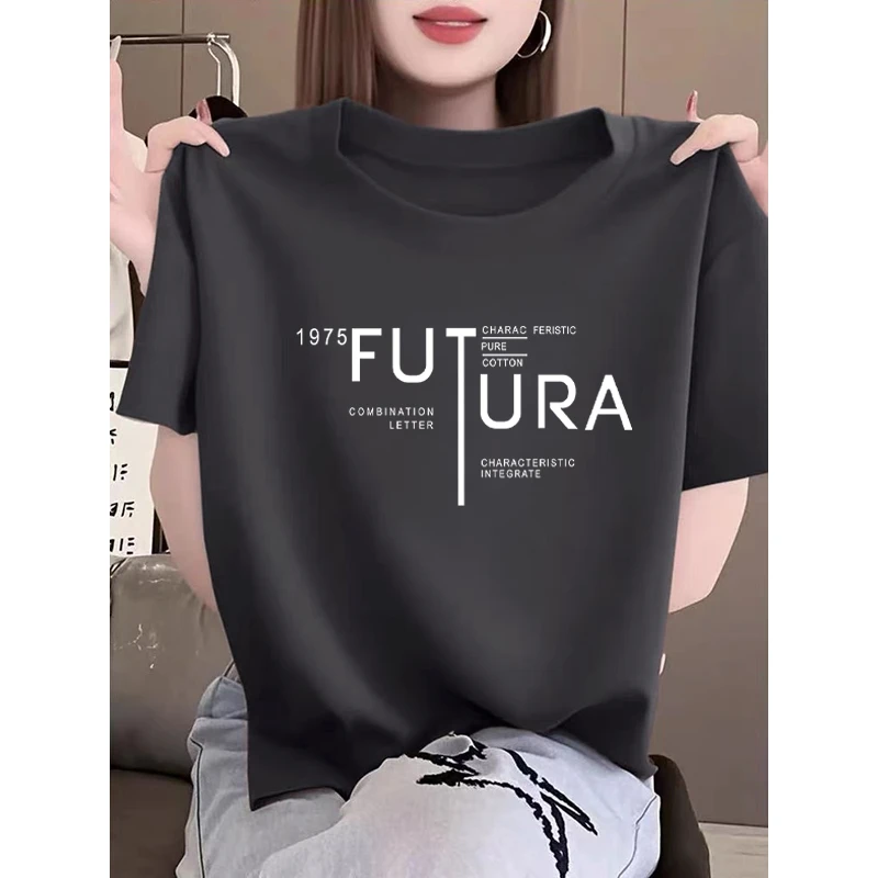 小众设计感正肩短袖t恤女2025新款时尚百搭洋气灰色上衣体恤夏季