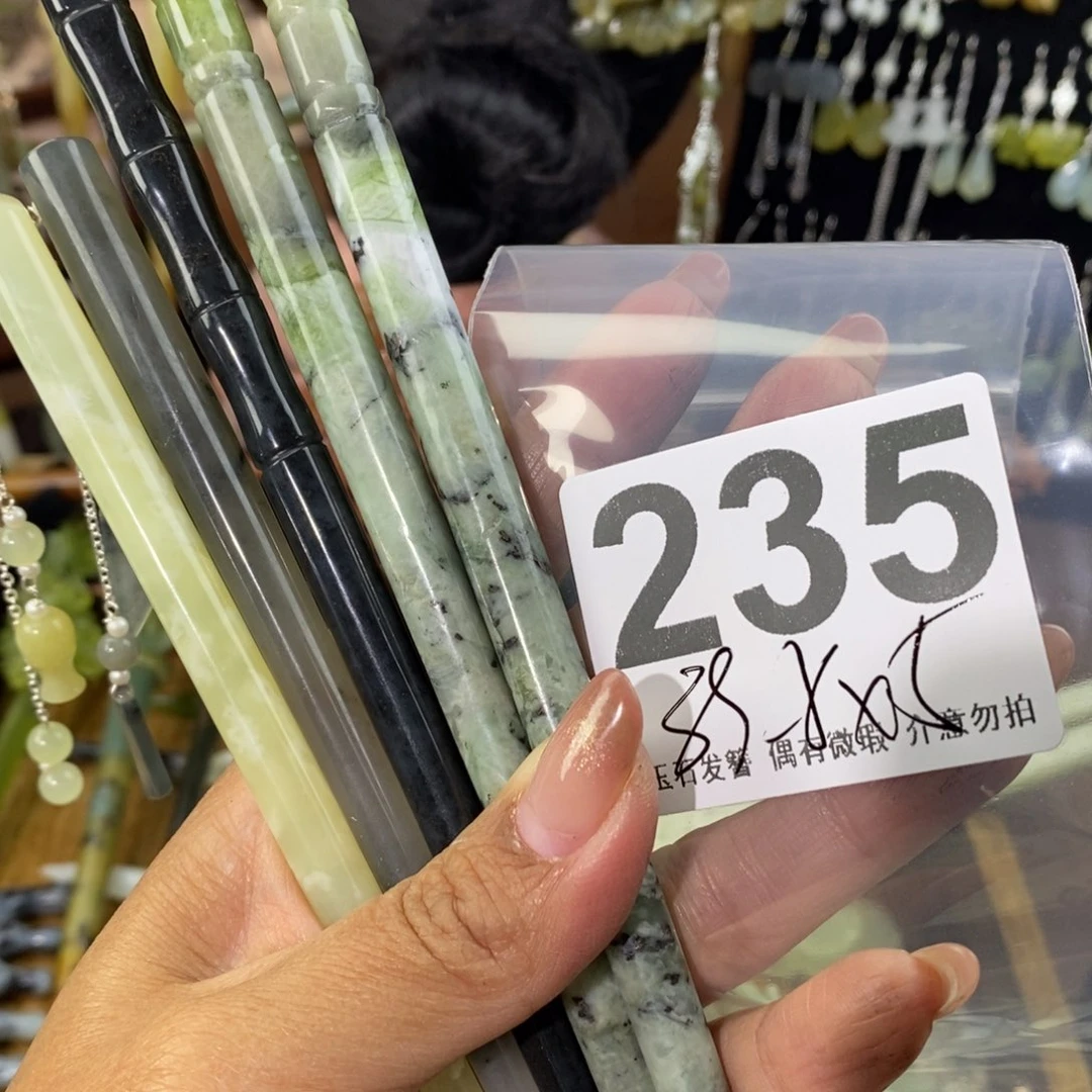 蛇纹石玉发饰未镶嵌格**入