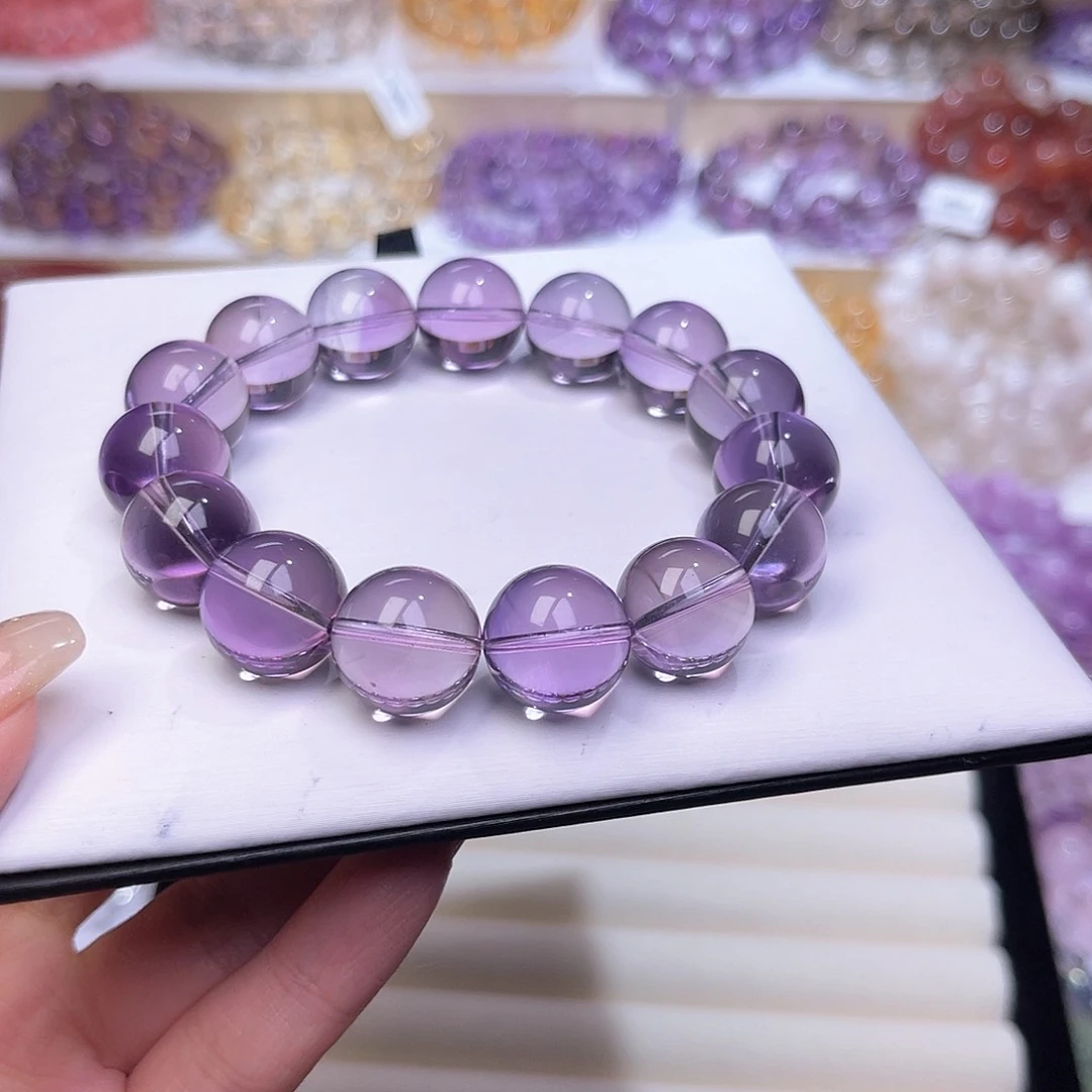 水晶手串未镶嵌蜡**樱天然水晶15mm