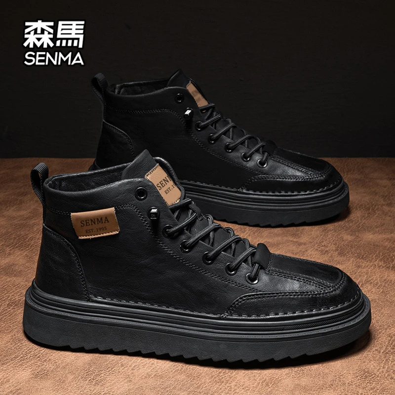 森马男鞋秋季新款黑色百搭英伦马丁靴男士高级感耐脏耐磨工装潮鞋