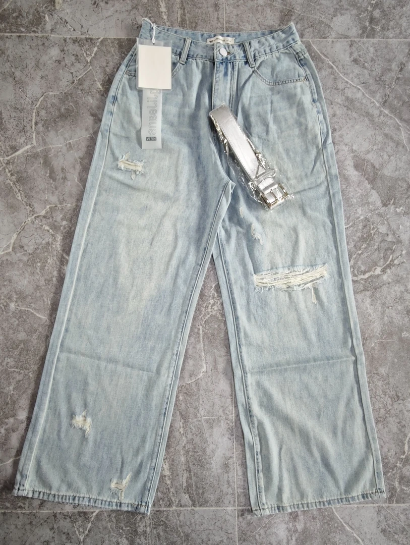 （默认微瑕）主播同款蕾丝破洞拖地裤夏款百搭水洗夏季阔腿裤