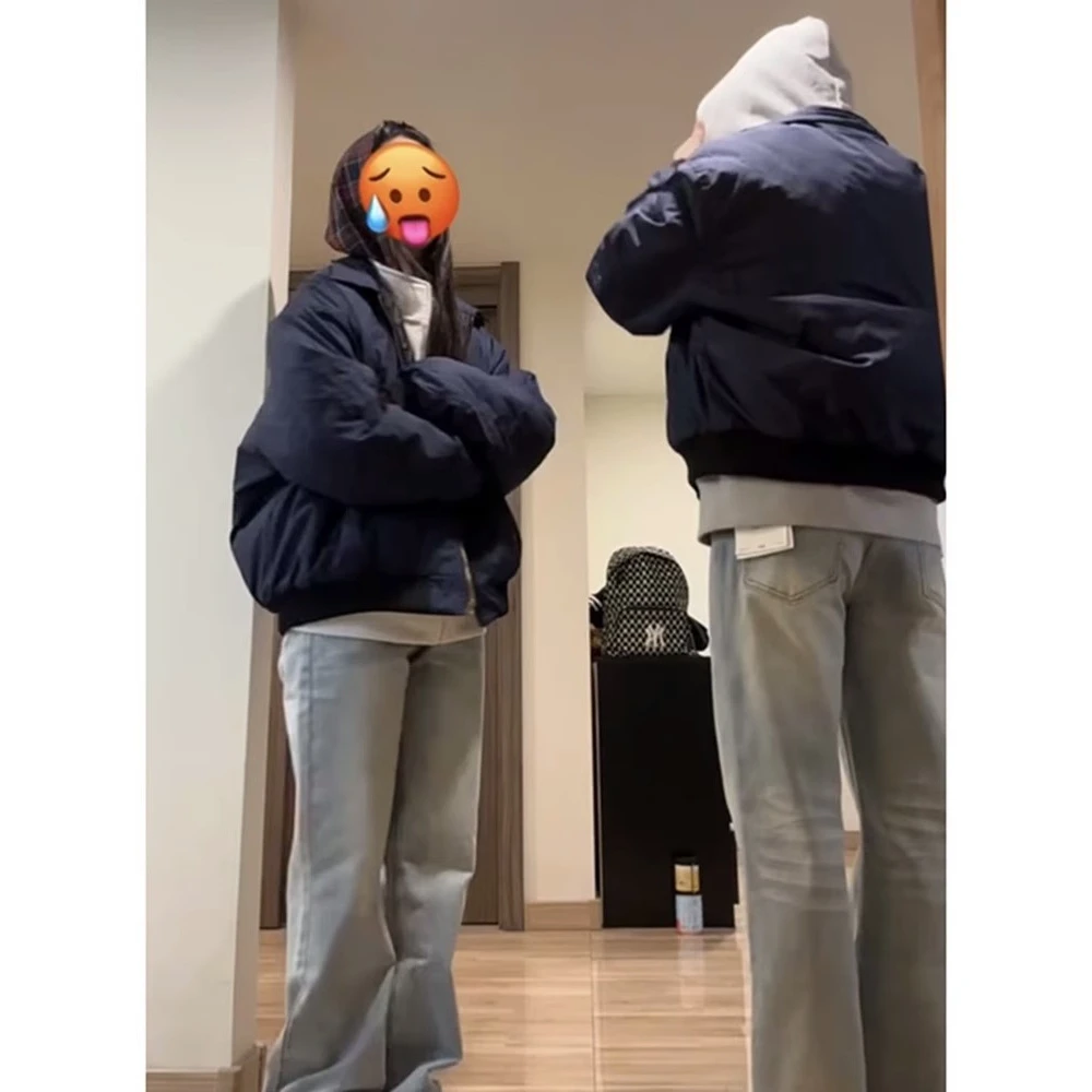 美式炸街帅气男女款夹克春秋潮流潮牌高颜值上衣藏青色高级感外套