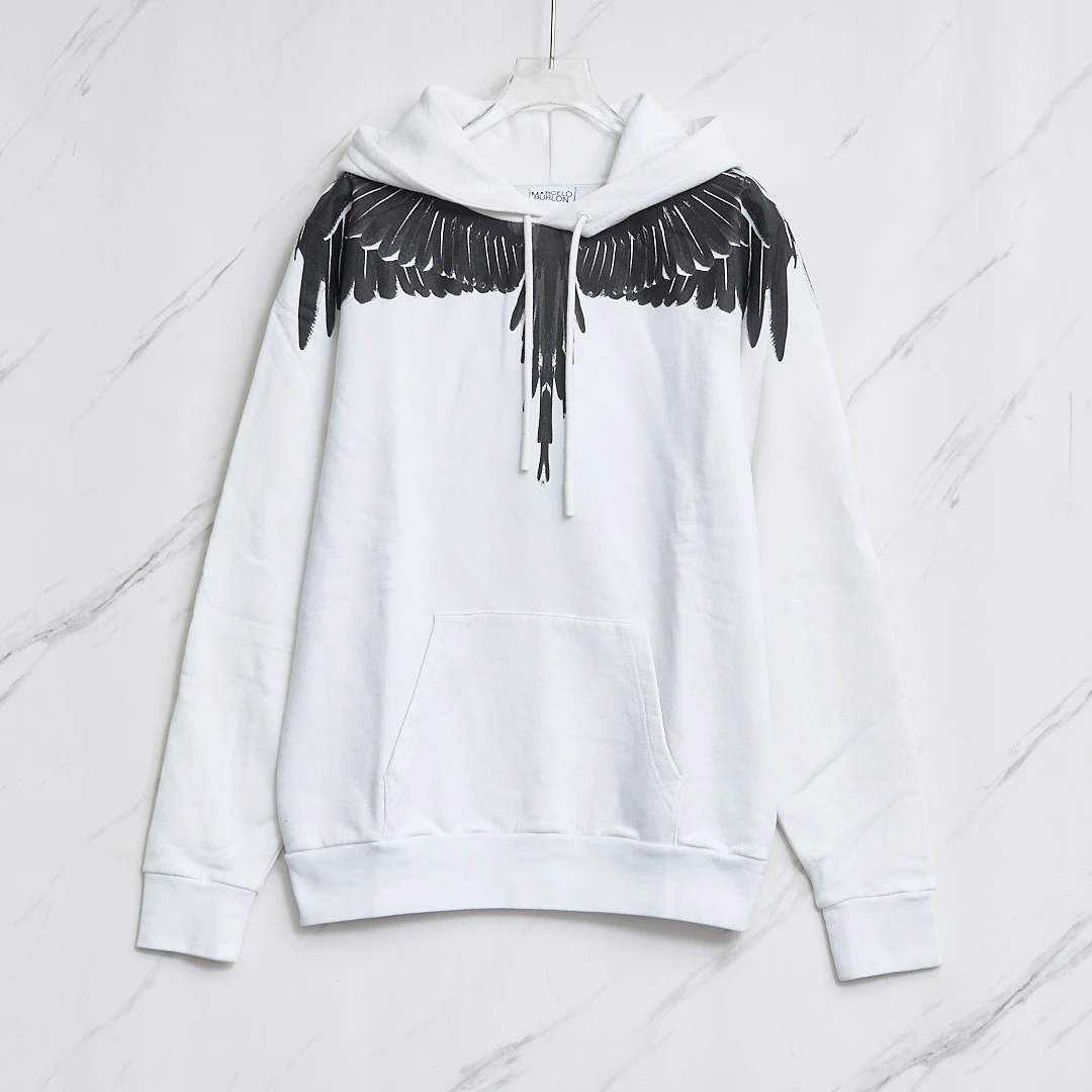 全新未使用 MARCELOBURLON 男士印花连帽卫衣/MBBU00087