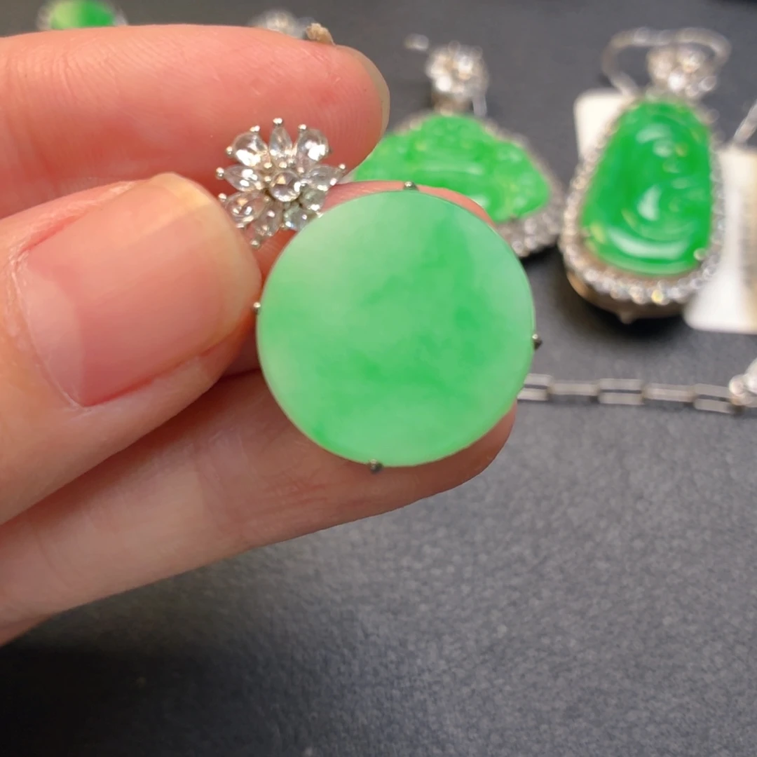 翡翠银S925镶嵌吊坠(不含链)