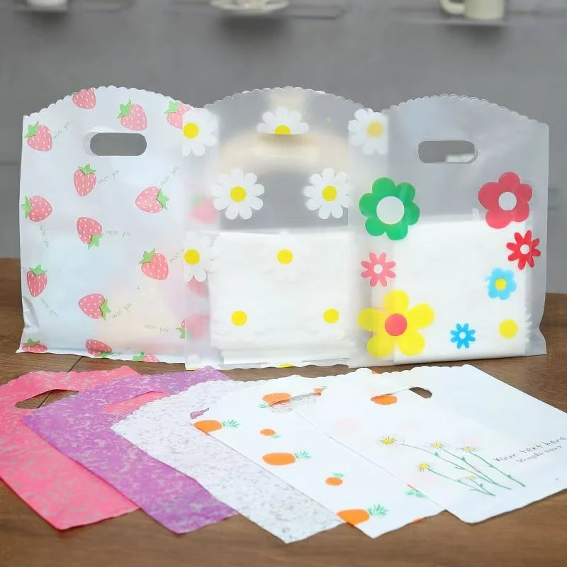 清新小饰品发卡耳环塑料礼品服装店用手提袋子加厚包装购物袋批发