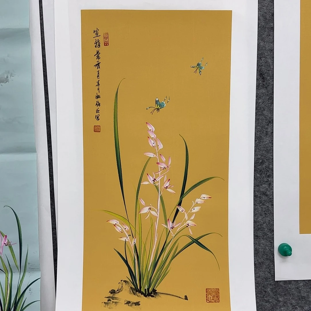 国画一笔三色立体兰花