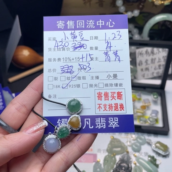 翡翠颈饰银S925镶嵌小***欢