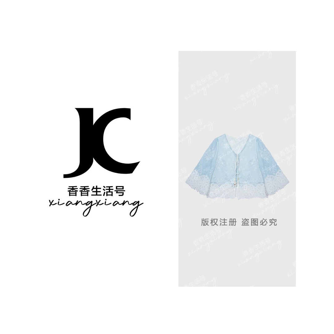 【香香严选】“天青谷雨”蕾丝拼接上衣3467