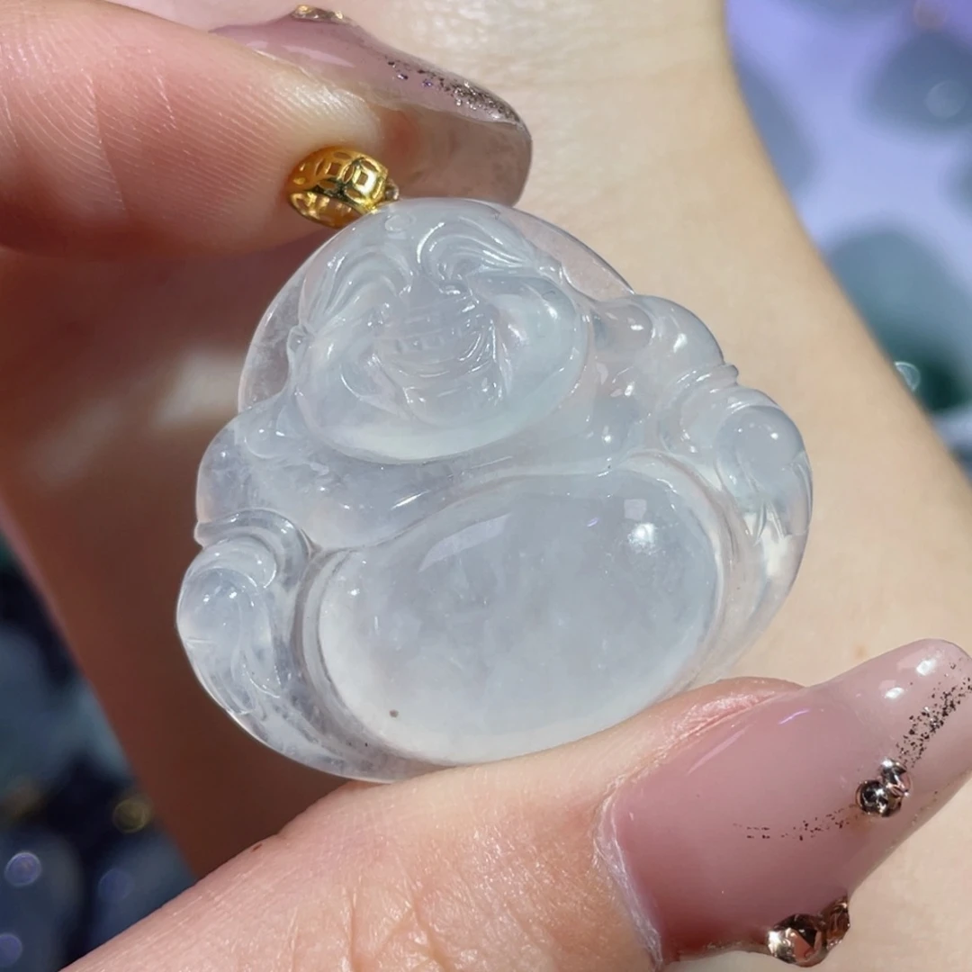 翡翠颈饰18K金镶嵌佛公