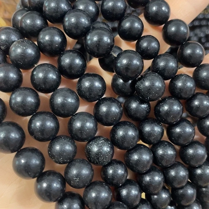 玛瑙/玉髓合金珠宝半成品一条10mm黑豆豆圆珠