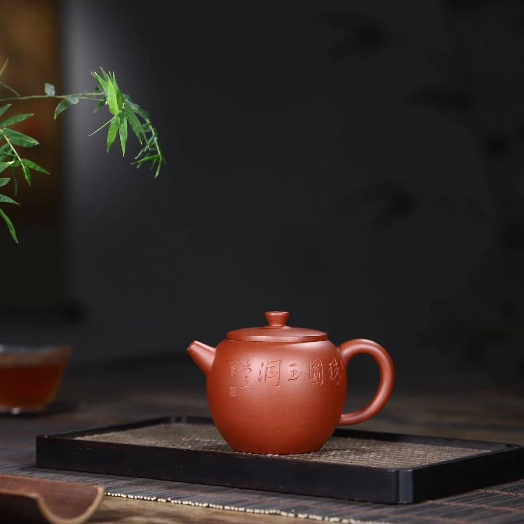巨轮珠 180cc 微瑕 原矿朱泥 国工刻绘