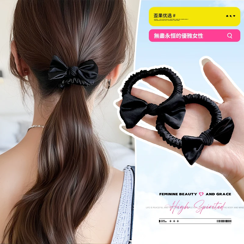 韩系缎面蝴蝶结小肠发圈女高级感头绳麻花辫发绳扎头发橡皮筋头花