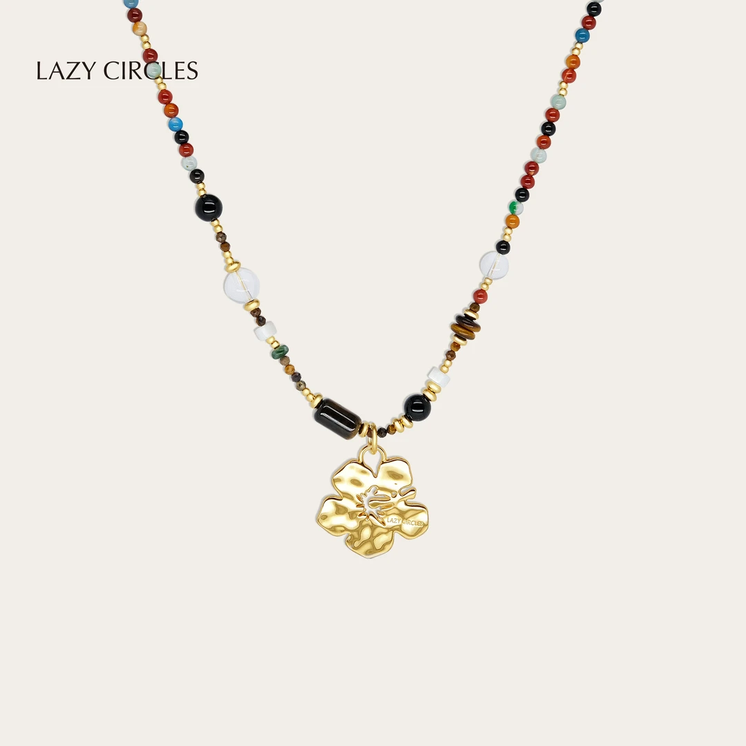 LAZY CIRCLES 合金项链 缤纷海岛花花项链彩色串珠锁骨链