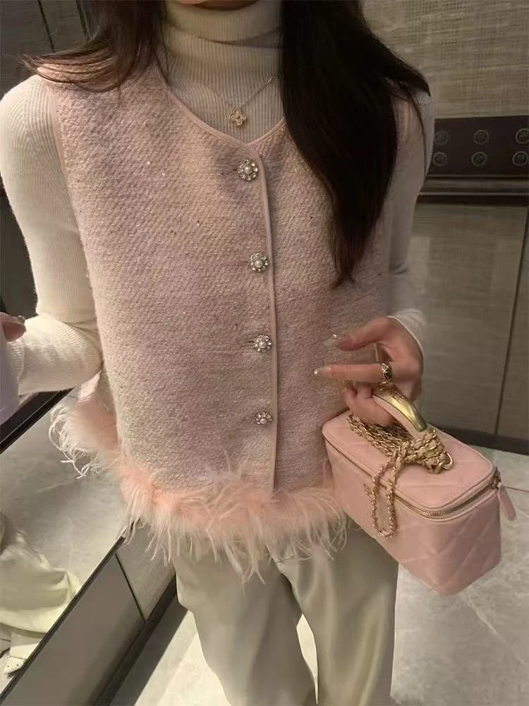 【M•T 定制】新中式鸵鸟马甲背心 重工小香外套