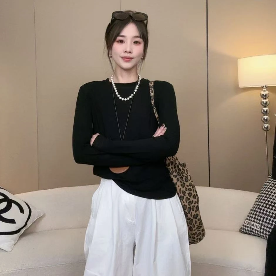 田子优选服饰✔2335# 2025年春季新款长袖网红圆领时尚百搭T恤