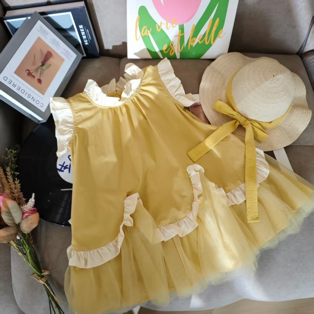 韩系女童连衣裙夏装儿童韩版棉布背心裙子洋气女孩网纱公主裙