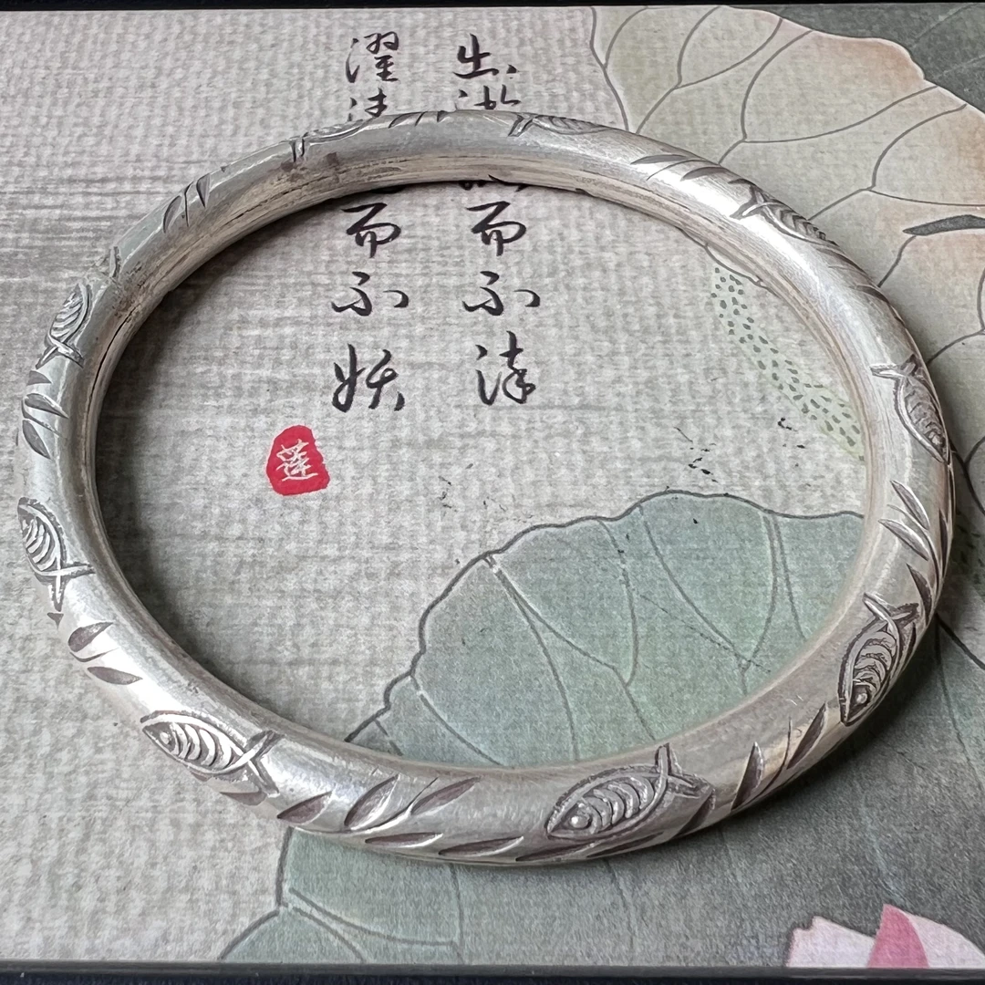 925银手镯 银手镯手工捶打银S925闭口鐲