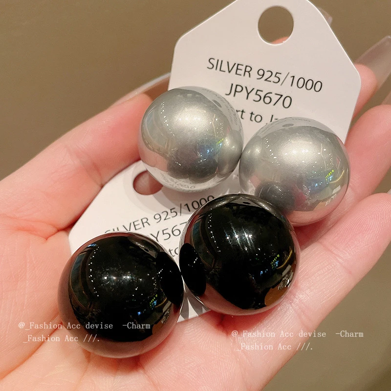 铜合金耳饰 精品-银针超大圆形耳环法式夸张高级感耳钉小众时尚女