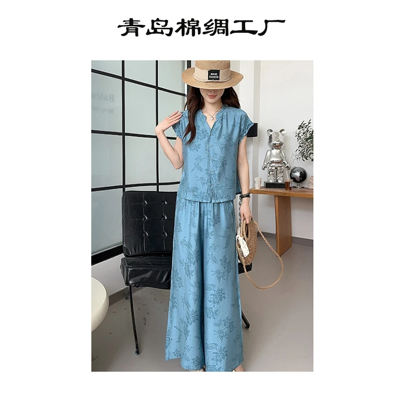 【温婉大气】2025夏季通勤旅行百搭棉绸套装-FC6501