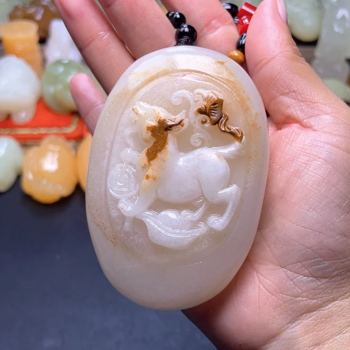石材方解石手把件