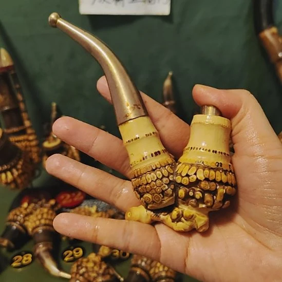 万***意贵州特色竹根烟斗工艺品手把件