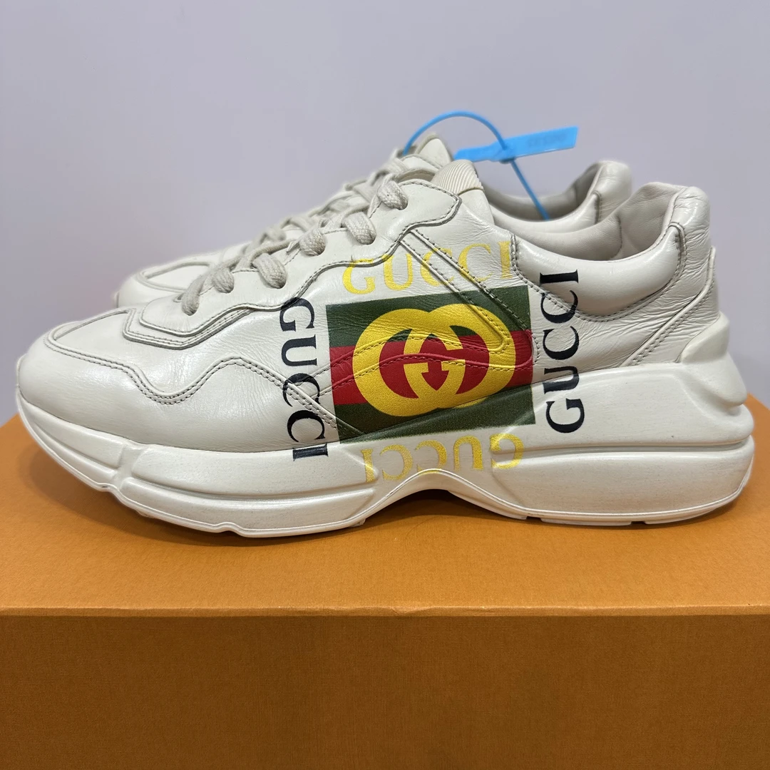 95新 GUCCI/古驰 41.5码 rhyton 象牙白 低帮老爹鞋