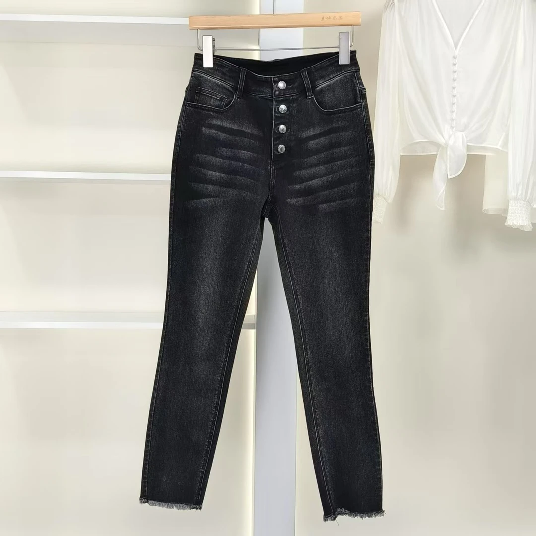 麦迪尚品【衣S】5060191 简约百搭高腰牛仔裤春季女装品牌折扣