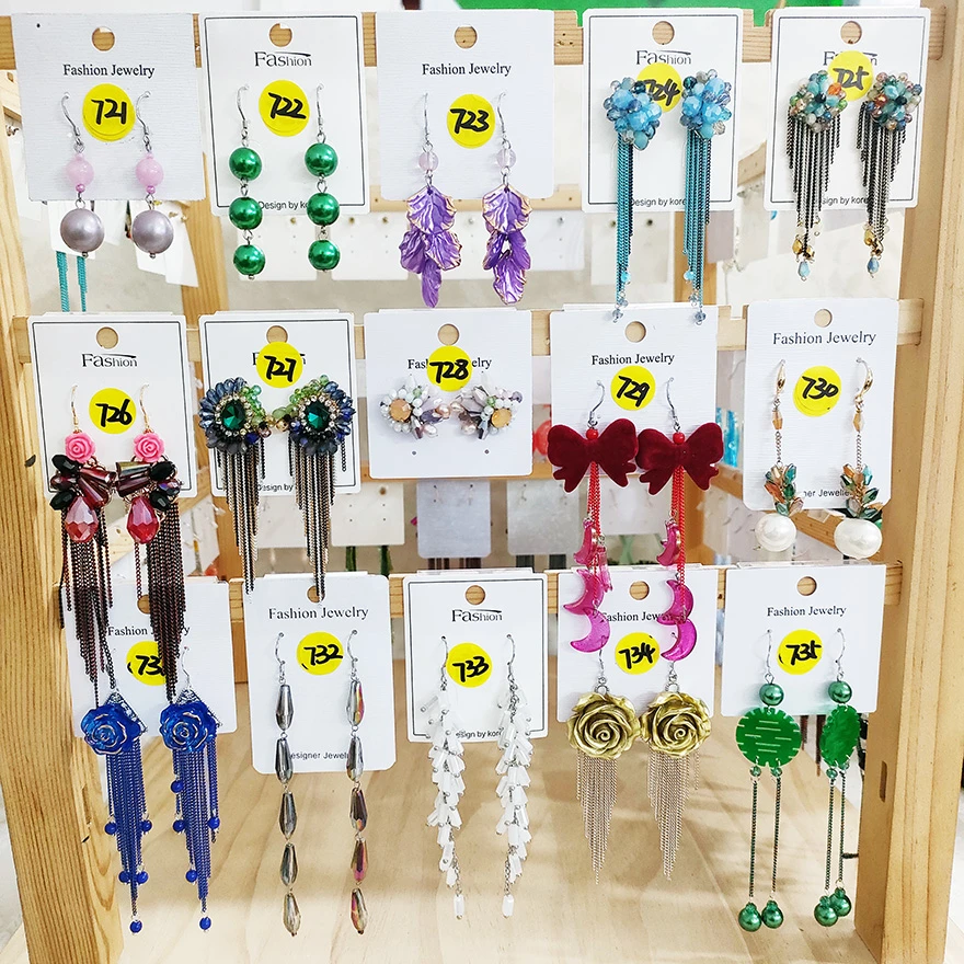 铜合金玻璃耳饰 (A721-A780)-006民族风纯手工流苏耳环合集