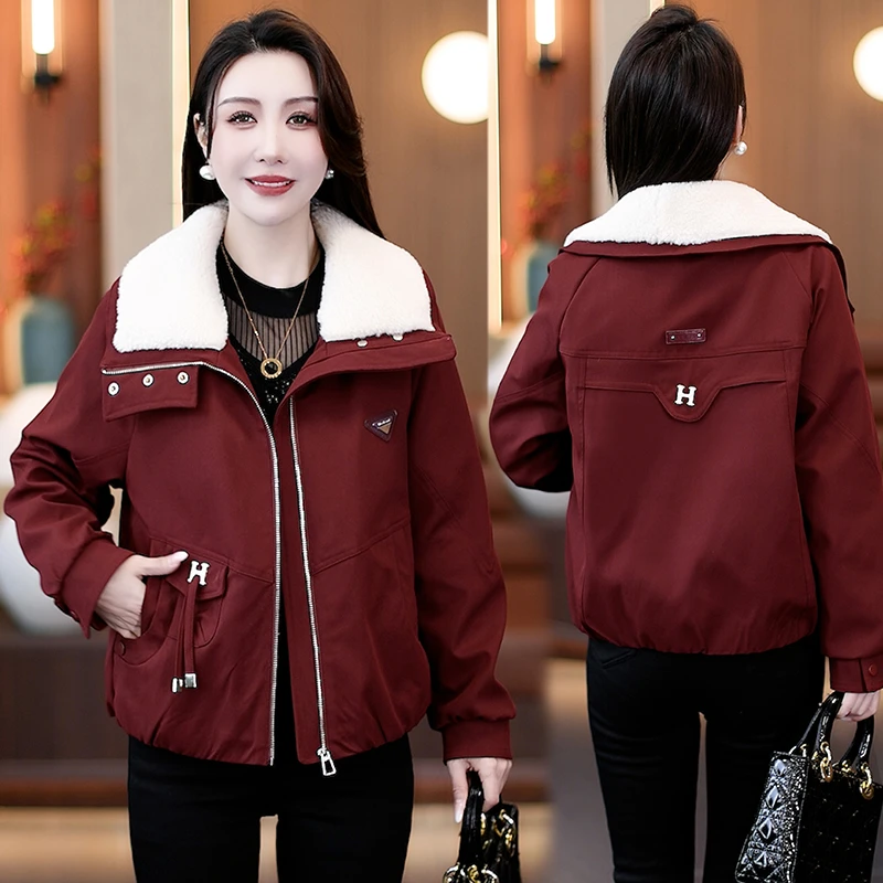 时尚加绒加厚棉衣女冬季新款洋气减龄小个子气质宽松百搭休闲外套