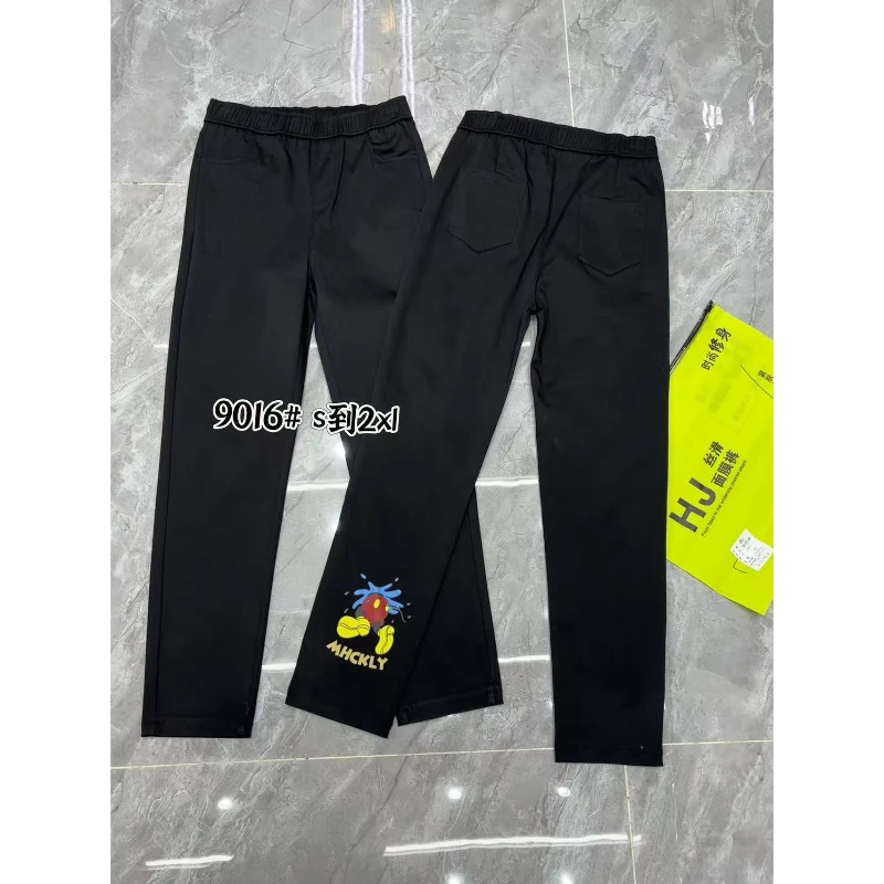 2【帅姐欧货优选】春季新款时尚百搭显瘦米奇图标烟管裤H9016