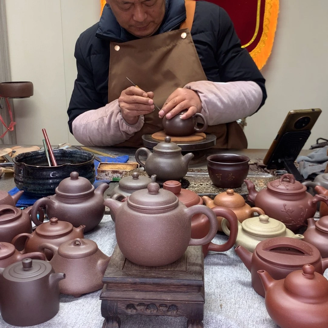 紫泥茶壶黑墩头紫泥容天180C半手工制作