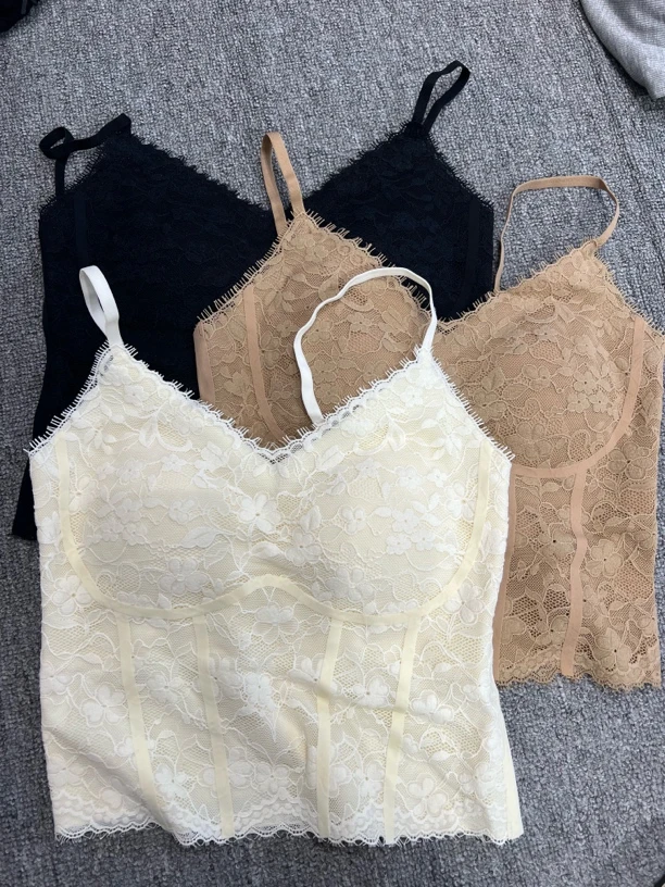 胸垫款蕾丝美背吊带