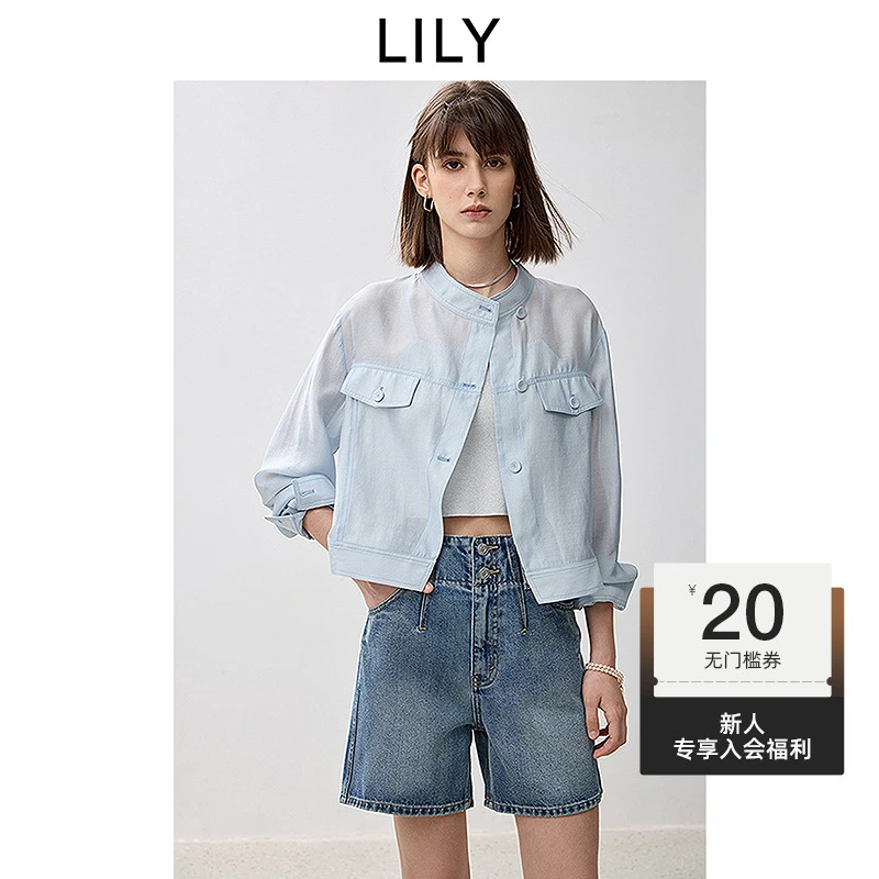 微光夹克LILY2025夏女装莫代尔醋酸混纺工装薄款外套125209C3920