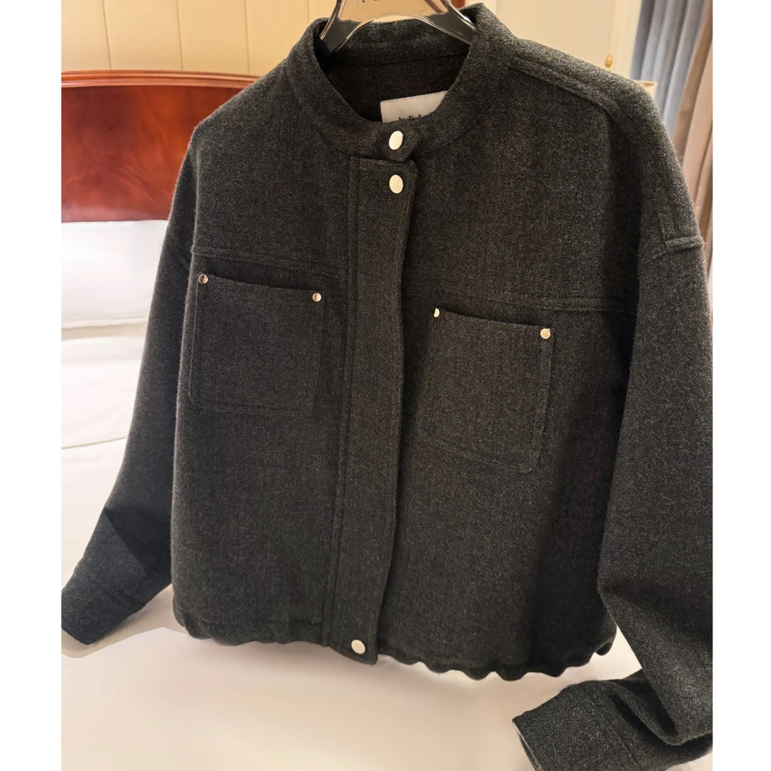 AELE立领休闲百搭设计高级短款小香风外套 W855 3111 AD