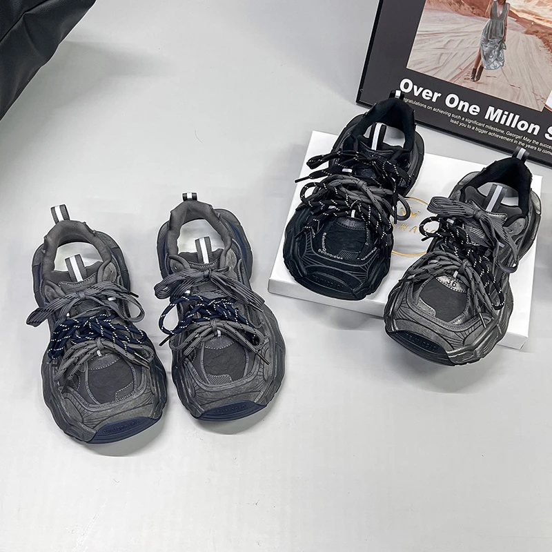 女士复古厚底加绒老爹鞋2025秋冬新款欧货重工百搭潮流时尚休闲鞋