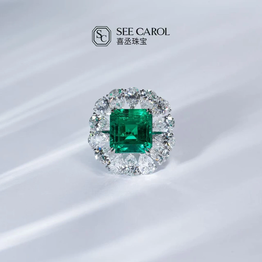 培育祖母绿铂金培育祖母绿戒指【主石：7.22ct】