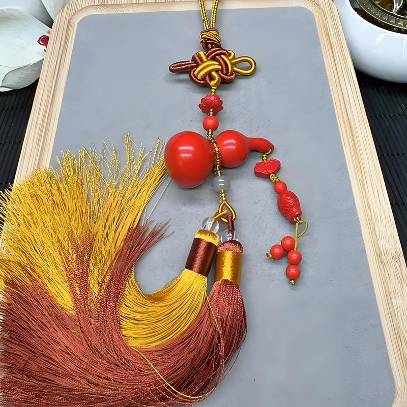 天然辰砂高品质朱砂车挂件葫芦款红砂汽车挂件