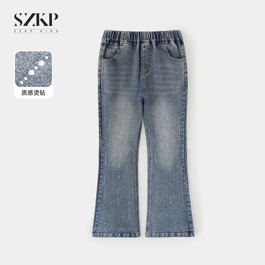 SZKP秋季新款女童装裤子中大童时尚洋气儿童微喇牛仔裤JMKQ555625