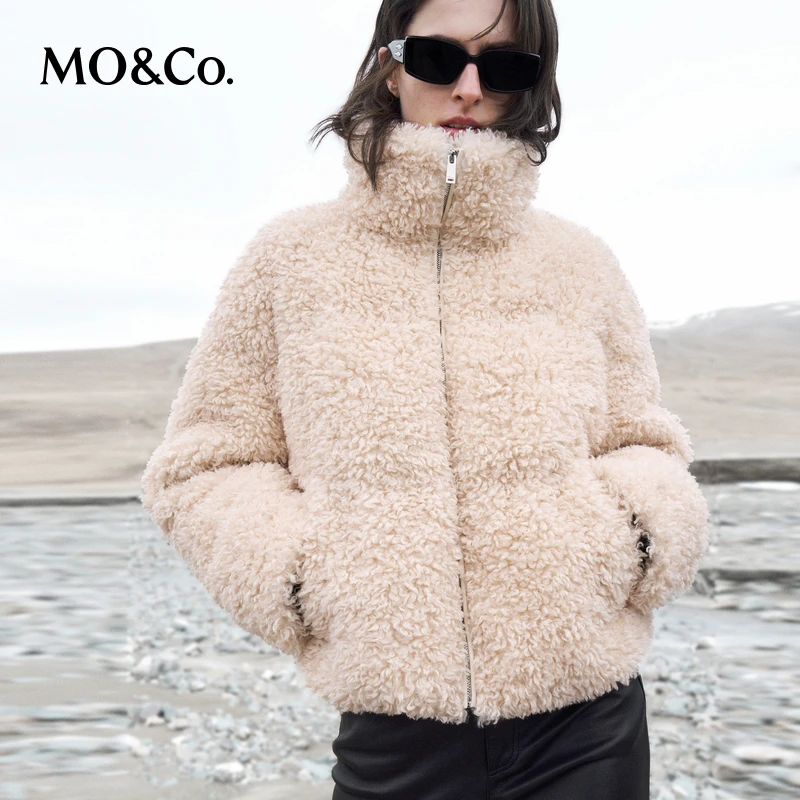 【陈大可专属】MOCO羽绒服冬高领落肩蓬松廓形泰迪绒外套MBD4EINT05