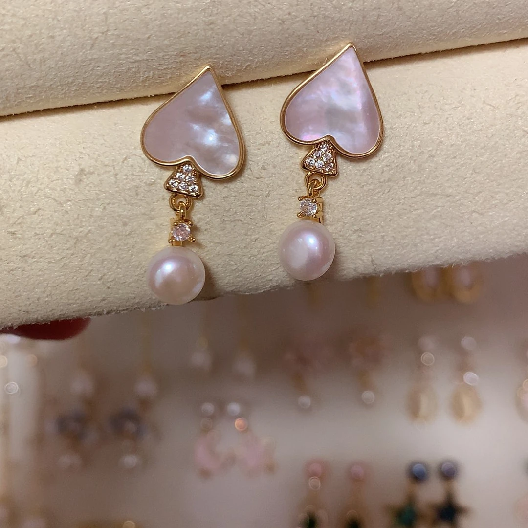 淡水珍珠耳饰合金