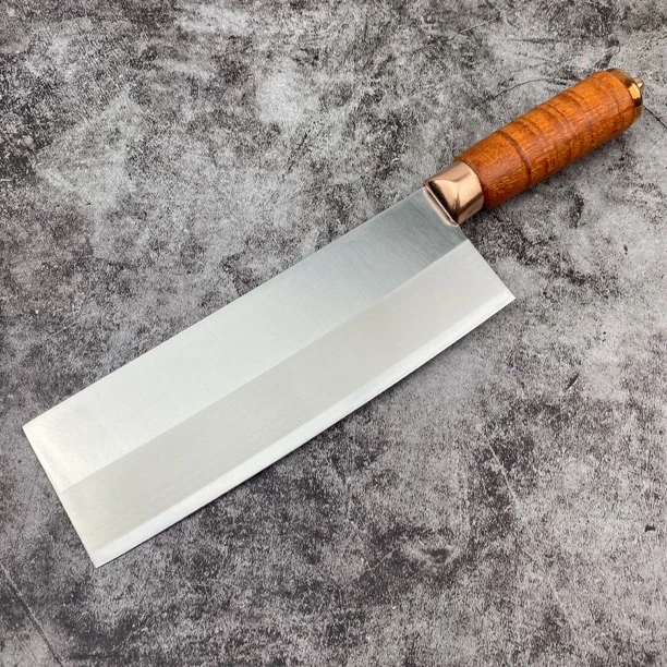 家用厨房鱼生刀平头小菜切铜头红色实木手柄锋利耐用手感舒适B11