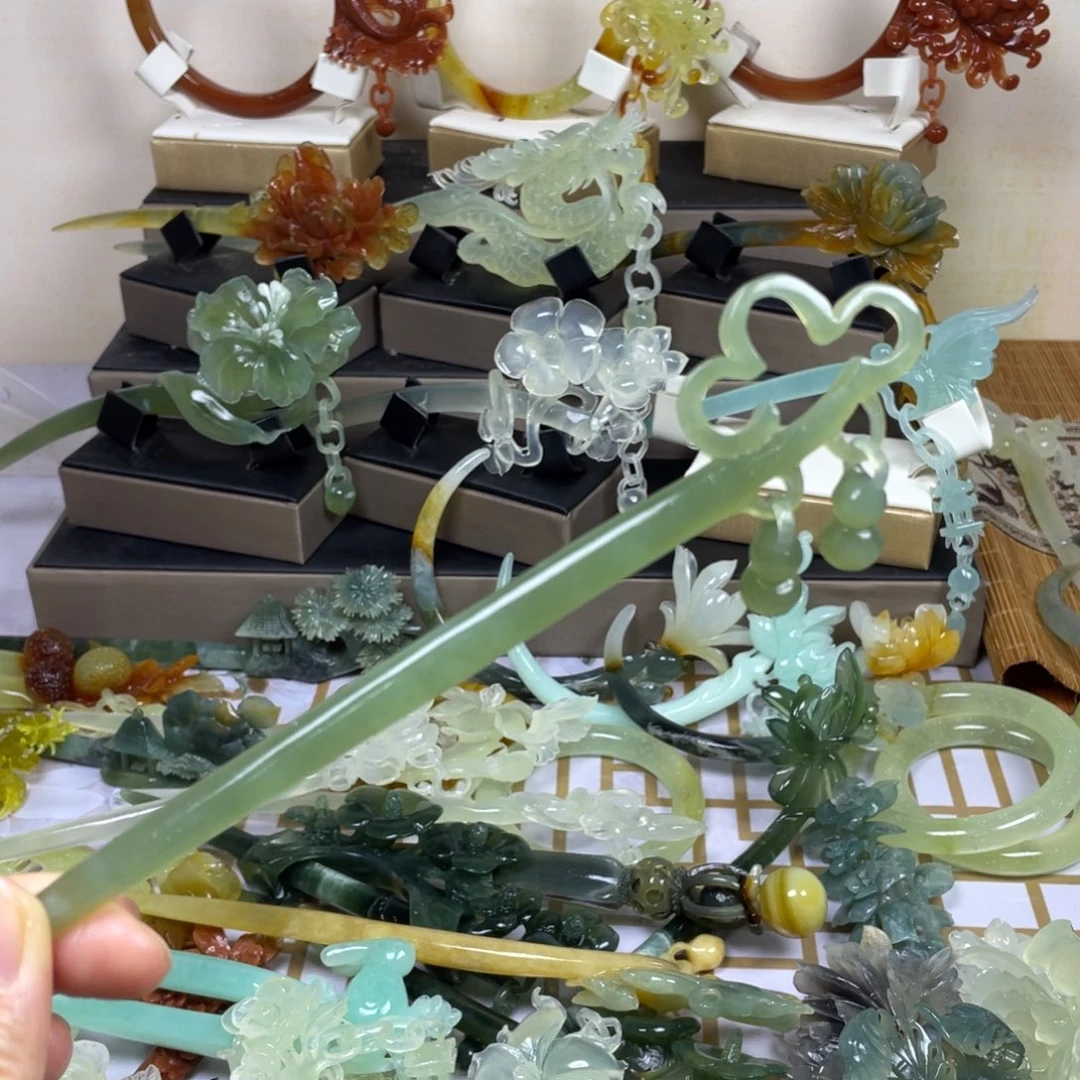 未镶嵌蛇纹石玉发饰