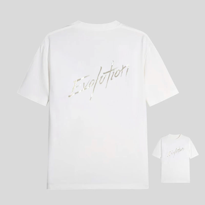 【106号链接-霆锋同款字】亮片风格镭射印花短袖T恤男女同款宽松版