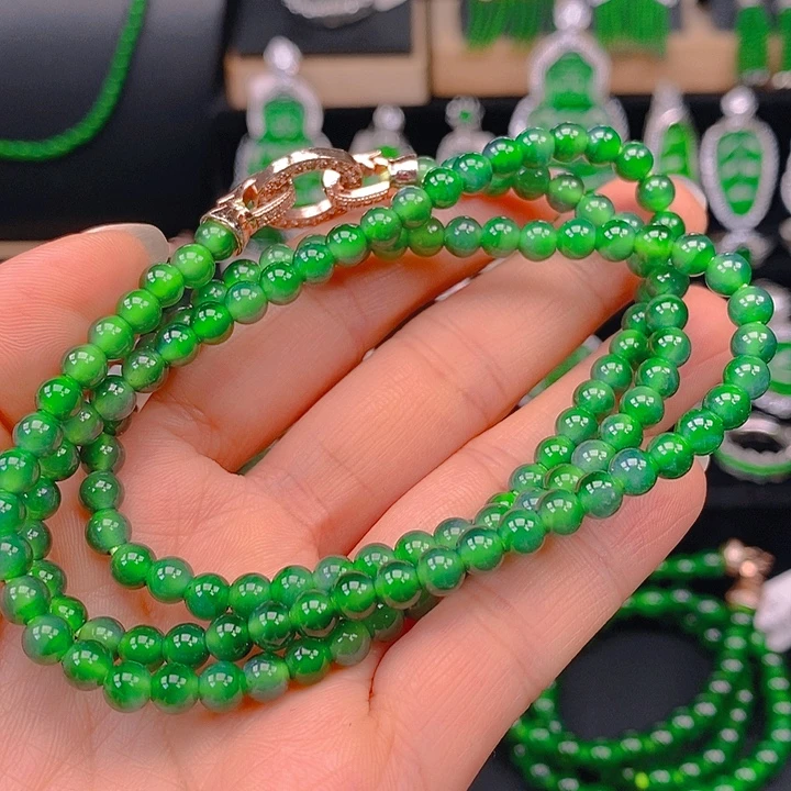 翡翠未镶嵌耳饰天然A货翡翠珠链卡5