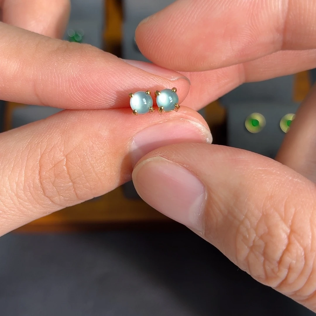 翡翠银S925镶嵌耳饰耳饰